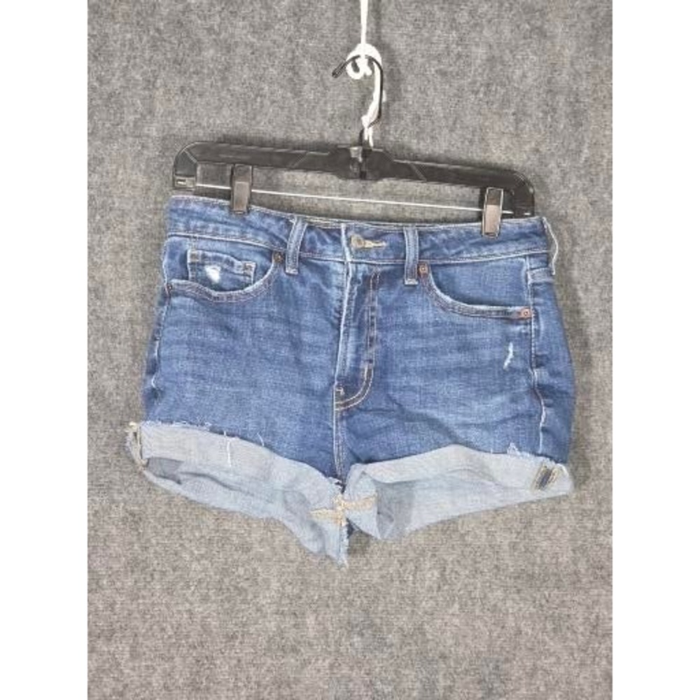Old Navy Womens OG Straight High Rise Denim Shorts Blue Size 6 Rolled Hem Summer